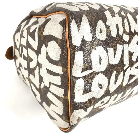 LOUIS VUITTON M92195 MonogramGraffiti Speedy30 Hand Bag Brown/White - Picture 5 of 16